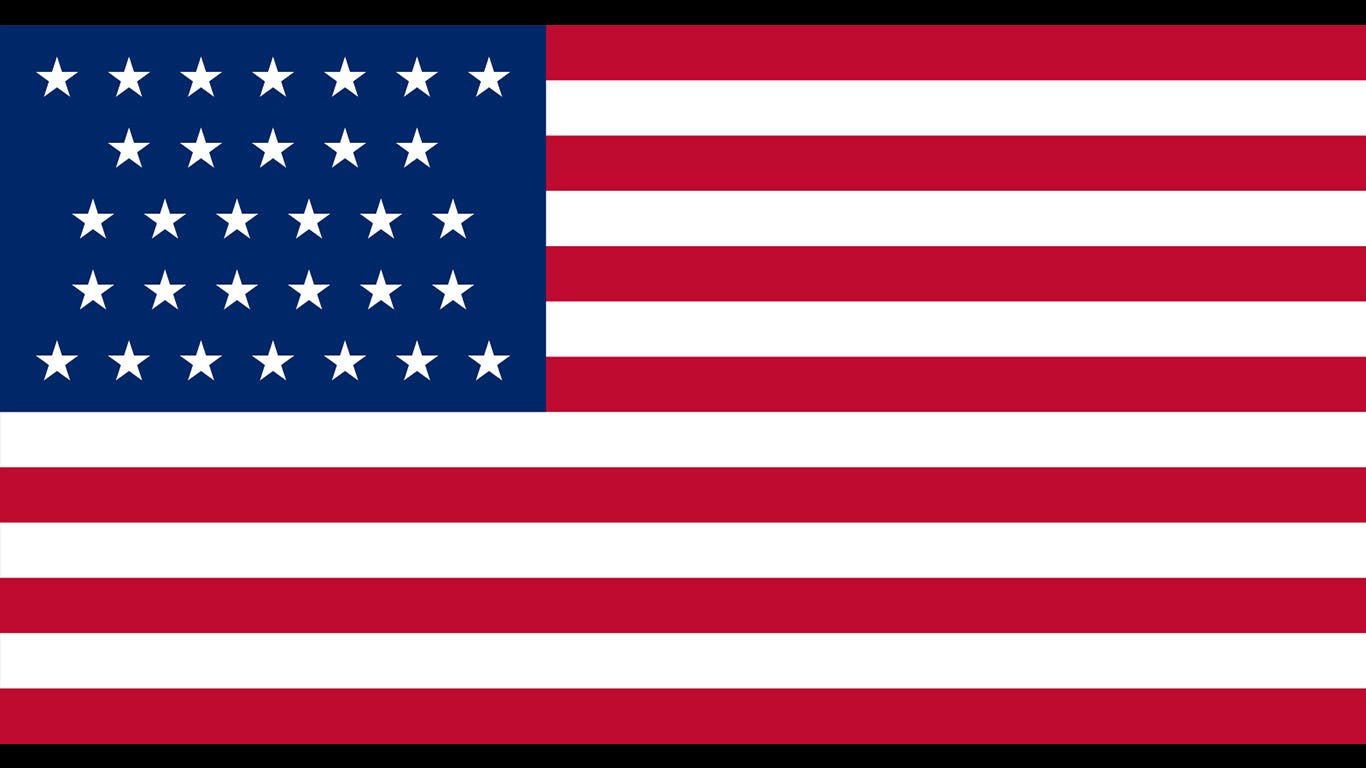 red white and blue flag with one star